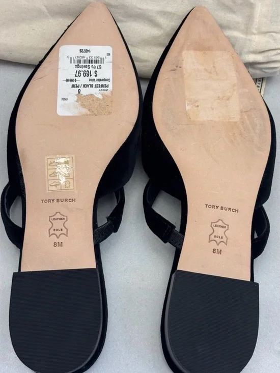 Tory Burch Black Velvet Pointed-Toe Beaded Mules - Picture 7 of 10